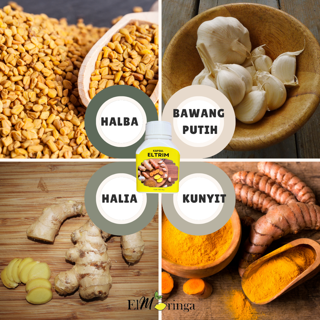 Kombinasi Halba, Bawang Putih, Halia dan Kunyit yang dipanggil Eltrim